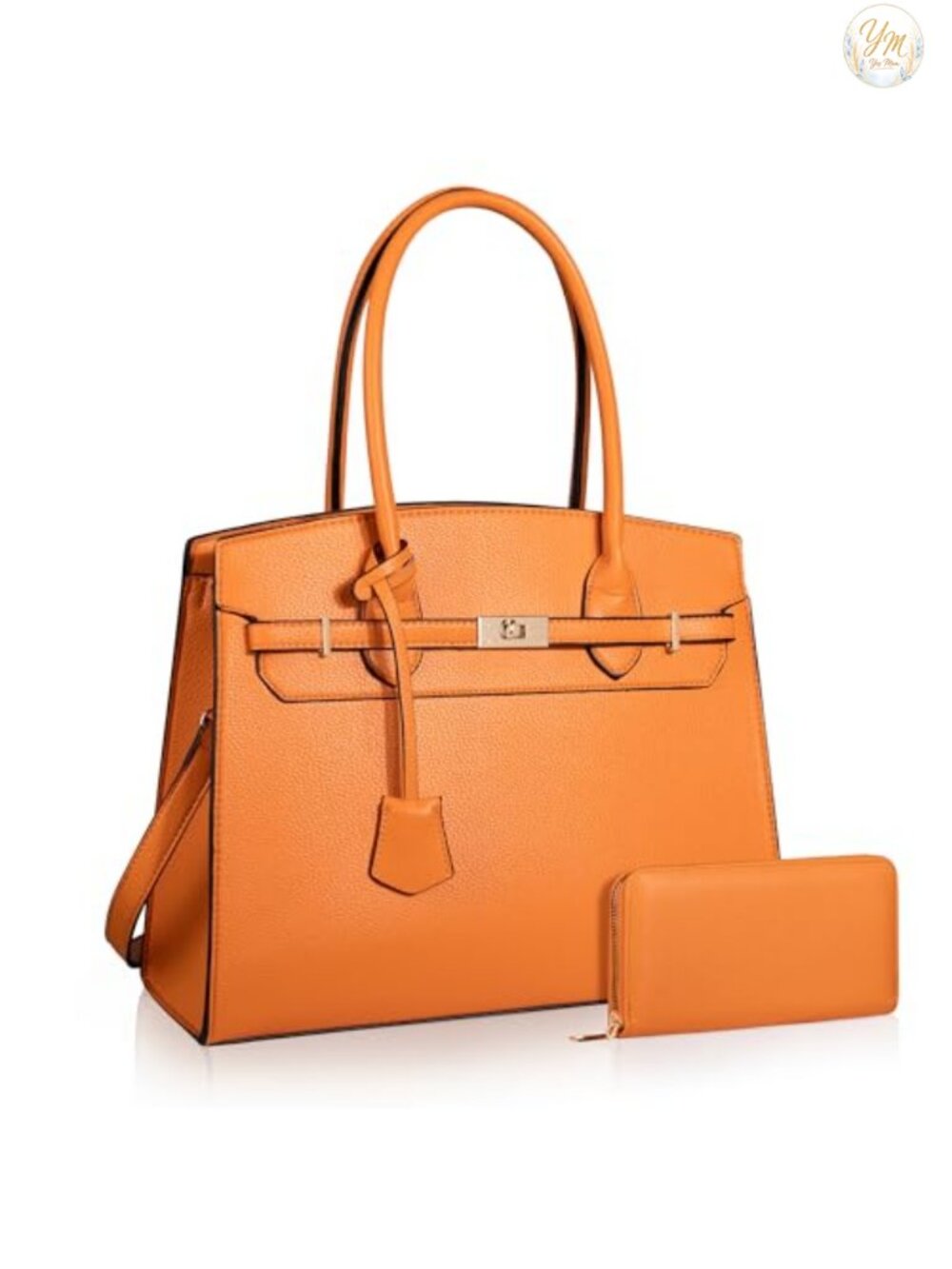 Vegan Leather Top Handle Satchel with Wallet for Women